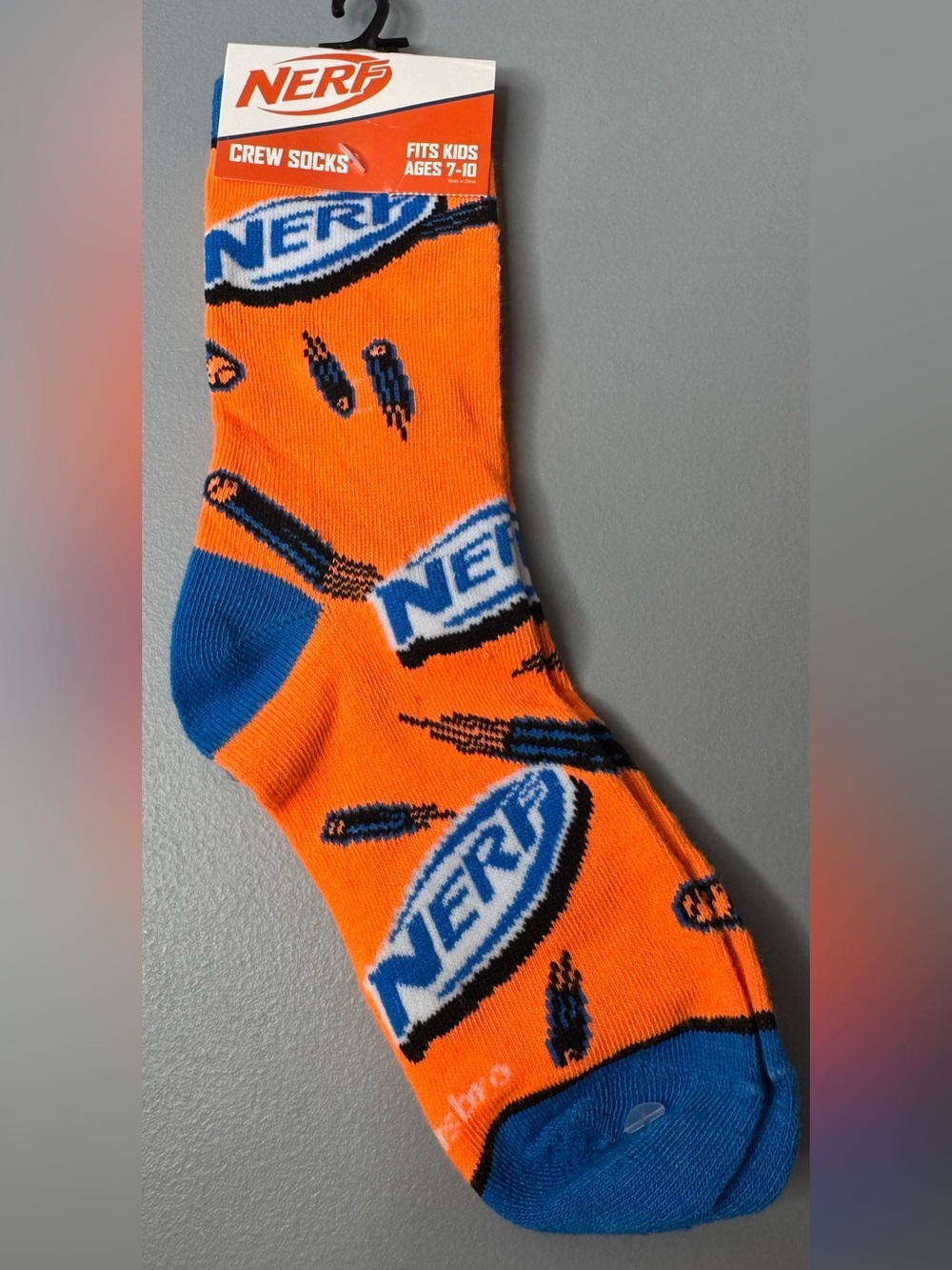 Nerf themed Orange Crew children’s Socks with Blue Logo Accents boys kids